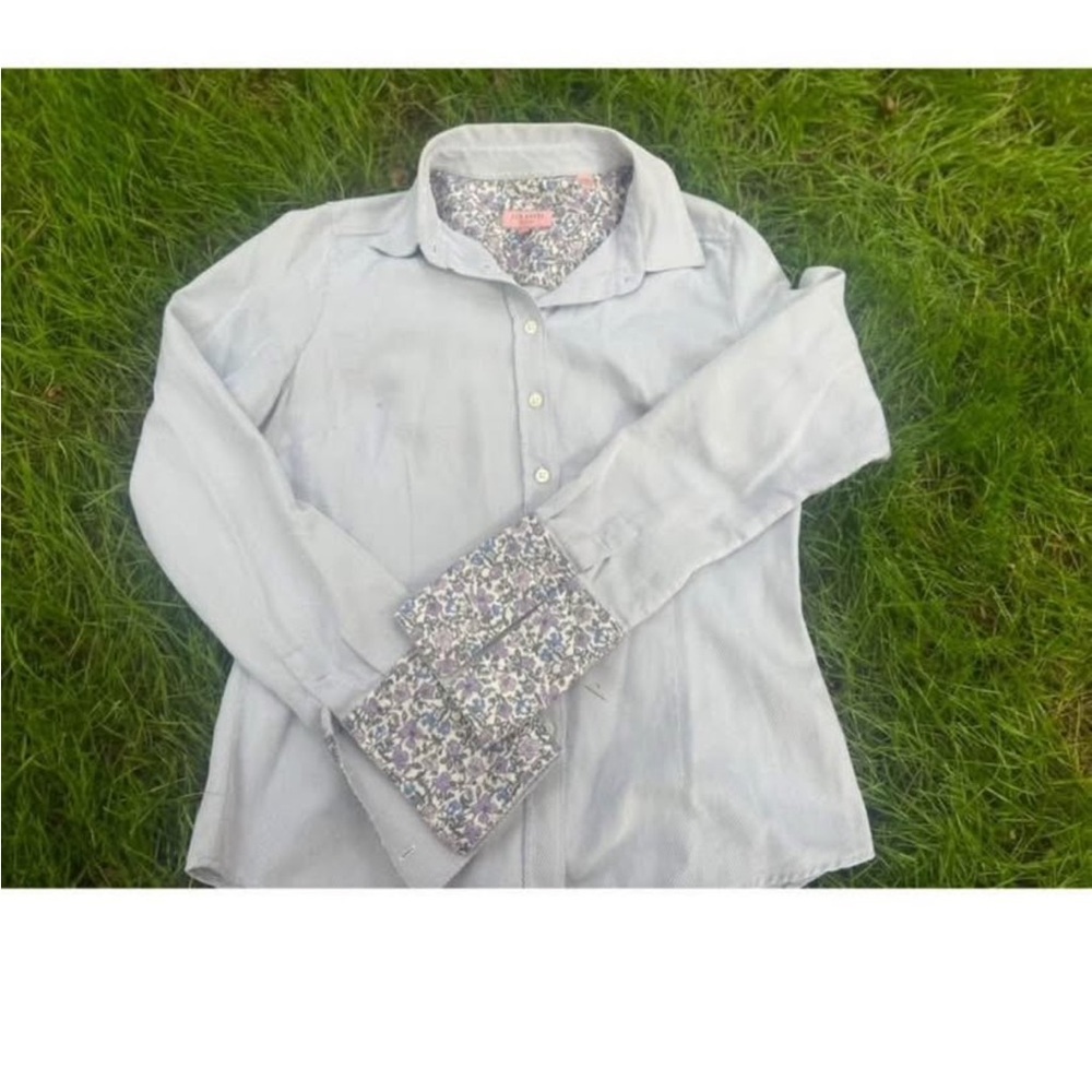 Ted baker UK cotton button down shirt for sale foral cuff and collar